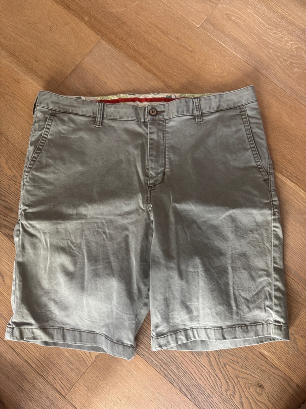 Tommy Bahama Olive Flat Front Cotton Shorts